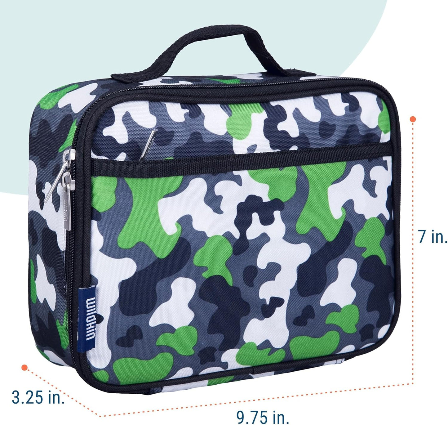 Wildkin Kids Insulated Lunch Box – Durable and Reusable for School & Travel - Green Camo