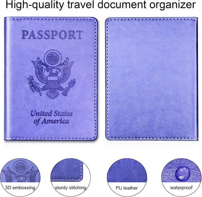 Herain Passport Holder for Travel Cruise Essentials 2 Pcs, Passport Cover Wallet Case Women Men Family, Passports Book Holders Travel Gifts Accessories Vacation Must Haves