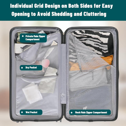 Carry-on 20 Inch and 28 Inch Square Thickened ABS+PC Hard Shell luggage, 2-Piece Suitcase Set with TSA Lock & Dual Zipper Mesh Inner Layer Design, Teal Blue