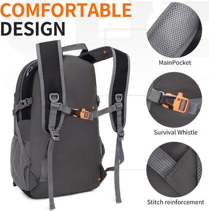 40L Hiking Backpack Lightweight Daypack Waterproof Travel Camping Backpack for Men Women Sport Packable