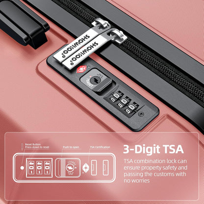 SHOWKOO Luggage Sets Expandable PC+ABS Durable Suitcase Sets Double Wheels TSA Lock Rose Gold 3pcs