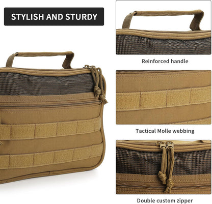 Toiletry Bag for Men, Travel Hanging Hook Toiletry Bag, Spacious Portable Organizer Dopp Kit Shaving Bag for Toiletries Makeup Accessories Tactical Essentials - Khaki
