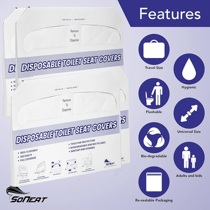 Disposable Toilet Seat Cover - 400 Sheets of XL Half Fold Flushable Toilet Seat Covers for Commercial, Public Facilities and Potty Training, Premium Toilet Paper Cover, Regular (4 Pack)