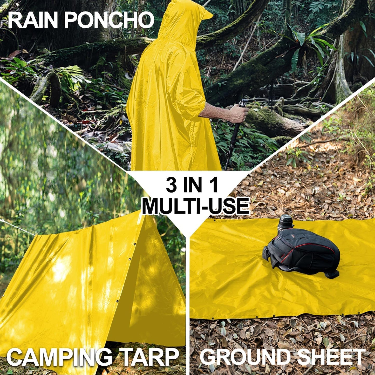 salamra Hooded Rain Poncho Waterproof Raincoat Jacket for Men/Women/Adults with Pocket