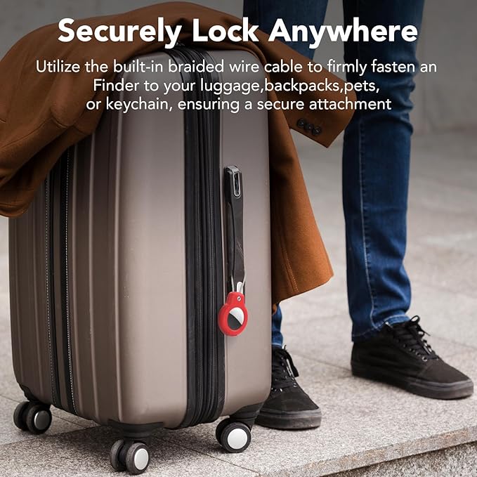 SPGUARD for AirTag Holder Case with Keychain, Air Tags-5 Pack for Apple Air Tag Holder with Wire Cable Lock Key Ring Chain Air Tagholder Accessories for GPS Item Tracker Kids,Keys,Luggage