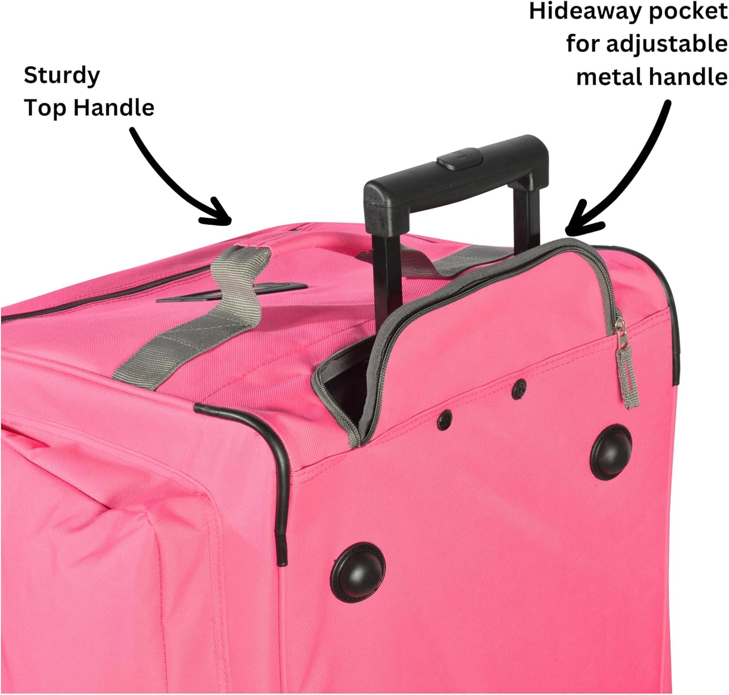 Olympia U.S.A. 22 inch Carry On 8 Pockets Wheeled Rolling Duffel Bag Water Resistant Luggage Lightweight Travel Suitcase with Retractable Handle