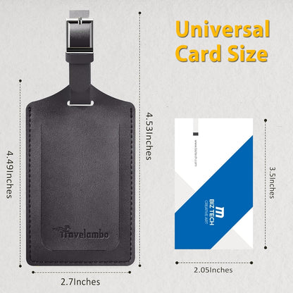 Travelambo Luggage Tags for Suitcases PU Leather Travel Tags Bag Tags Privacy Protection Travel Essentials