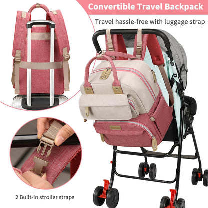 Diaper Bag Backpack, Baby Girl Diaper Bag, Large Diaper Bag Backpack Gift for Girls, Baby Diper Backpack for Travel with Insulated Pockets and Stroller Straps