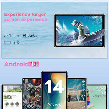 11" Tablet, Android 14 with Octa-core Processor, 12GB+128GB, 1TB Expandtion, 8000mAh Battery, IPS Large Display, BT5.0, 2.4G/5GHz WiFi Tablets (Black)