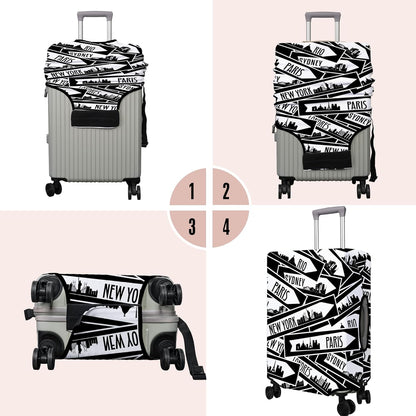 Travel Luggage Cover Suitcase Protector Fits 18-32 Inch Wheel Covers PatternedTravel Related Items Flower Luggage Protector Elastic L