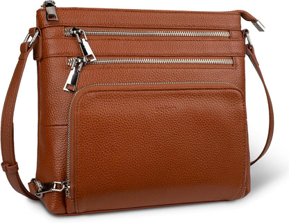 befen Genuine Leather Crossbody Bags for Women, Lightweight Medium Anti-Theft Shoulder Purse with Built in RFID Wallet