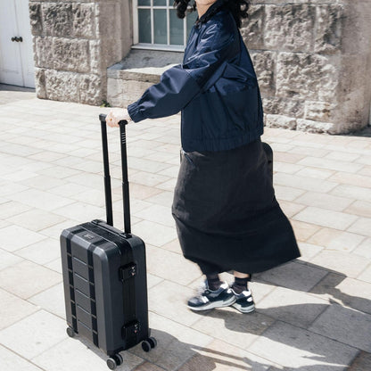 D_b_ Ramverk Pro Carry-On 21 Inch Hardside Luggage Extra Protection Aluminum Frame, Silent 360 Spinner Wheels, TSA Lock, Interior Laptop Compartment and Two Zipper Dividers - Black Frame/Black