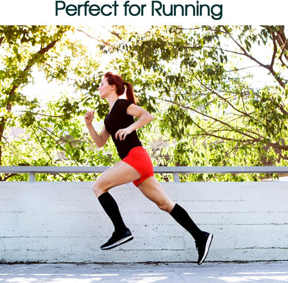Cotton Compression Socks for Women & Men. 15-20 mmHg Support Knee-High Misty Gray Stripes S/M