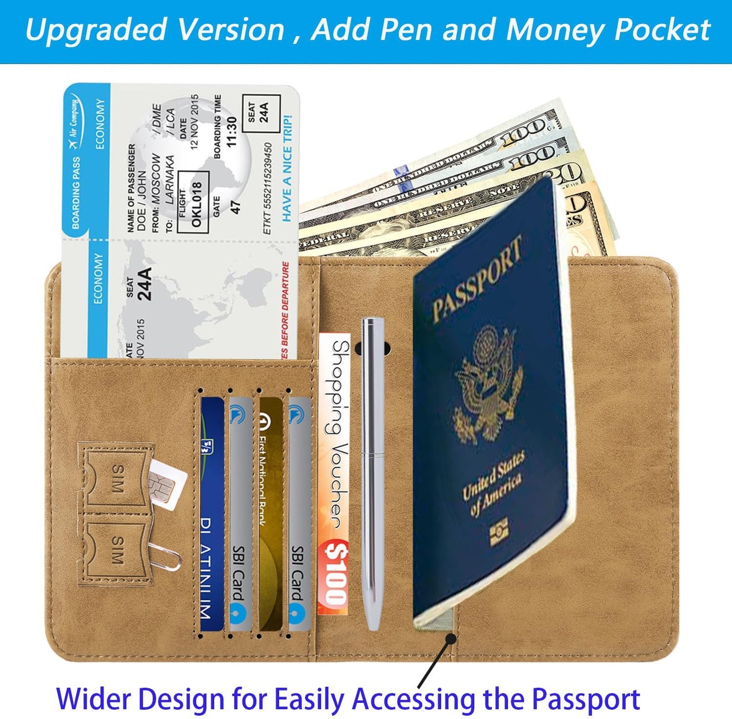 Passport Holder Cover Wallet Travel Essentials RFID Blocking Leather Card Case International Must Haves Travel Accessories for Women Men(113#Brown)