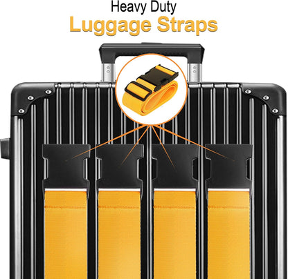 Luggage Straps for Suitcases TSA Approved Travel Belt 8 Pack by Chelmon (Yellow)