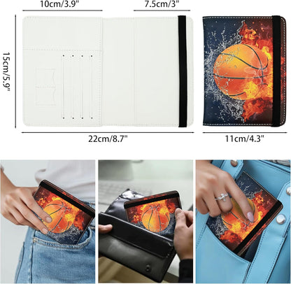 Basketball Passport Holder for Women and Men PU Leather Passport Cover for Travel