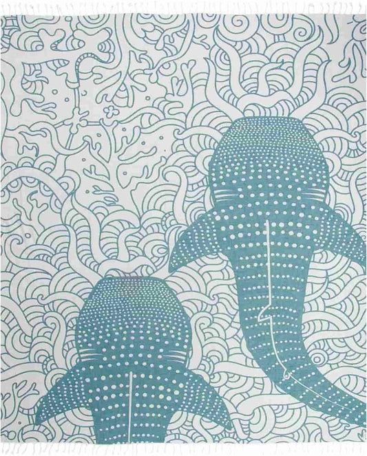 Sand Cloud Large Turkish Beach Towel - Sand Free - 100% Organic Turkish Cotton Yarn - Quick Dry Towel for Beach, Picnic, Blanket or Bath - As Seen on Shark Tank - Marine Life (Whale Shark Turquoise)