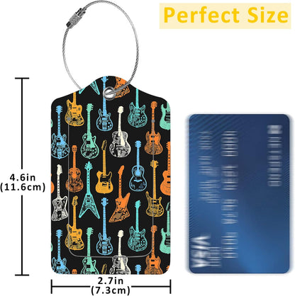Luggage Tags for Suitcase,2 Pack Colorful Guitar Luggage Tag with Privacy Flap,Name ID Label and Metal Loop for Women Men Girls Baggage Bag Backpack Instrument