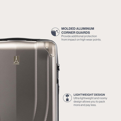 Travelpro Pathways 3 Hardside Expandable Luggage, 8 Spinner Wheels, Lightweight Hard Shell Suitcase, Checked Medium 25 Inch, Champagne