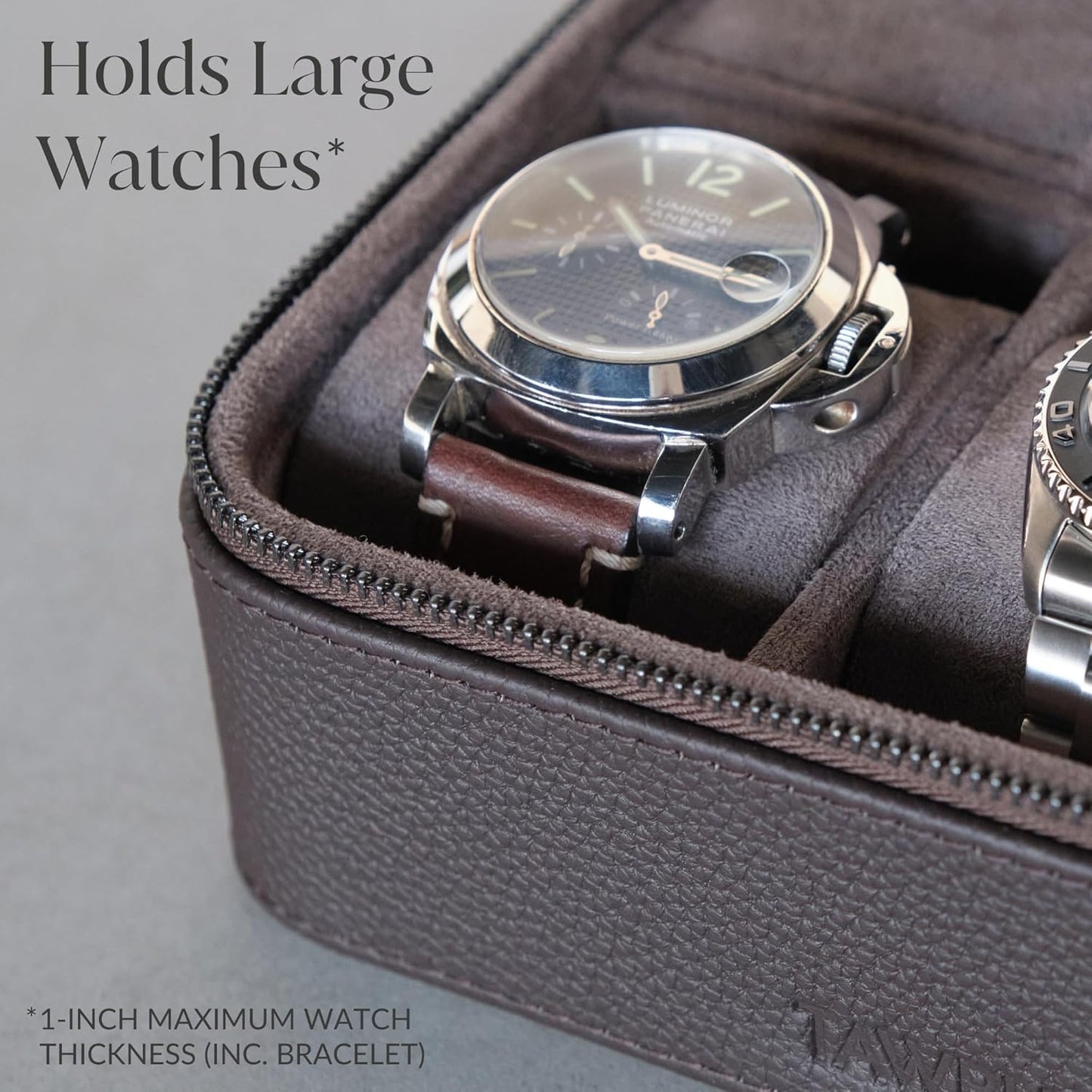 TAWBURY 3 Watch Case Top-Grain Genuine Leather Travel Case Roll for Men - Brown