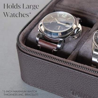 TAWBURY 3 Watch Case Top-Grain Genuine Leather Travel Case Roll for Men - Brown