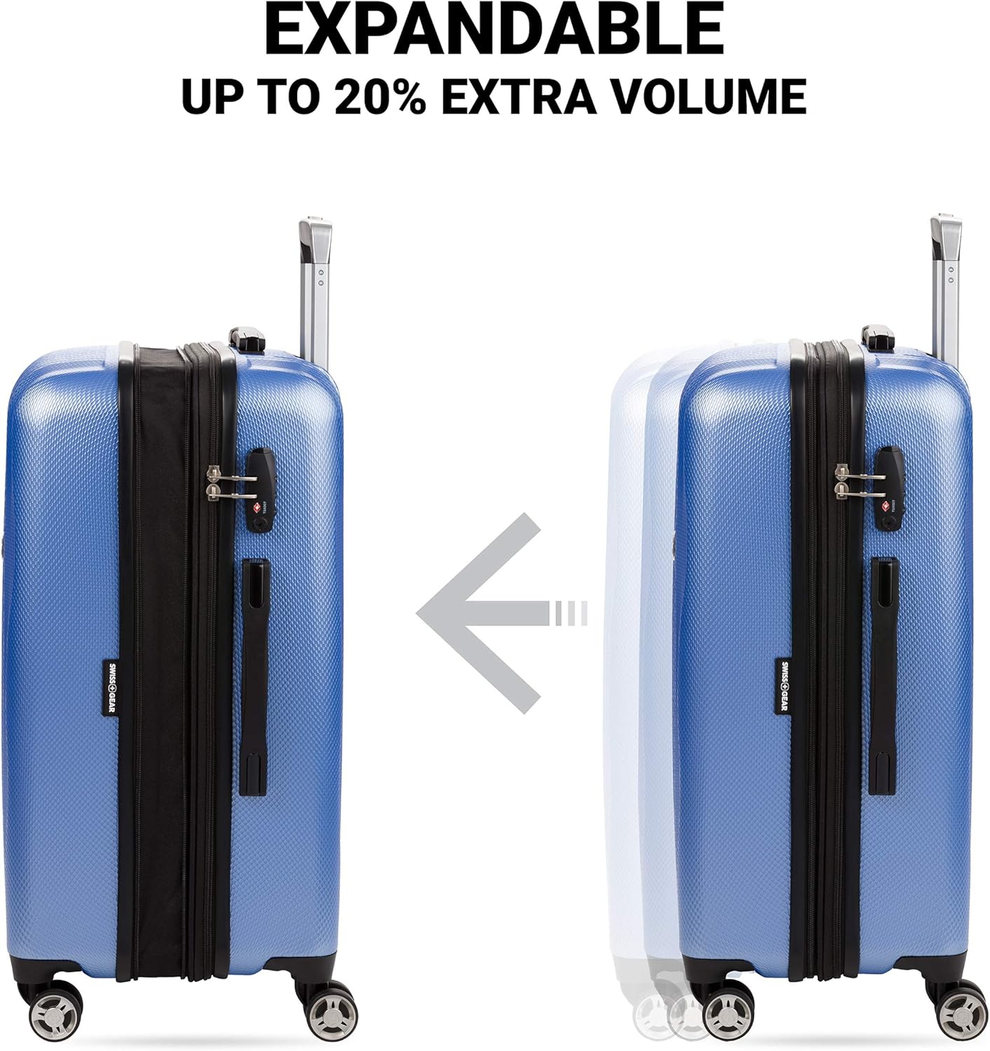 SwissGear 7272 Energie Expandable Hardside Luggage with Spinner Wheels and TSA Lock, Periwinkle Blue, Checked-Large 27-Inch