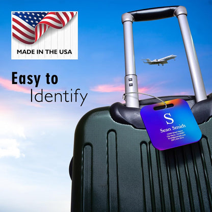 Luggage Tags for Suitcase - Personalized Engraved Stainless Steel Rainbows Tag for Cruise Travel - Custom Name Tags Suitable for Bags and Backpacks