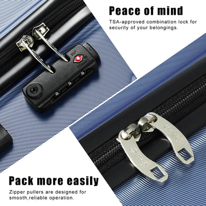 Coolife Luggage Suitcase Carry-on Spinner TSA Lock USB Port Expandable (only 28’’) Lightweight Hardside Luggage (Silver, L(28in))