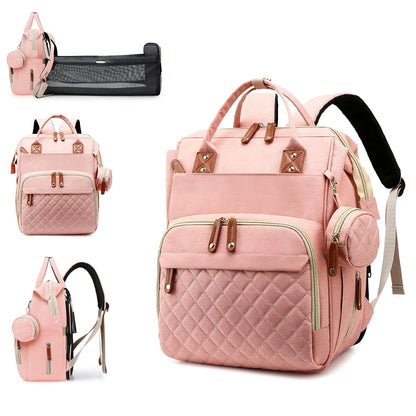 Diaper Bag, Backpack with Changing Station, Waterproof Baby Bag for Boys & Girls, USB Charging Port for Parents, Travel Backpack Baby Essentials & Lovely Baby Shower Gifts, Pink