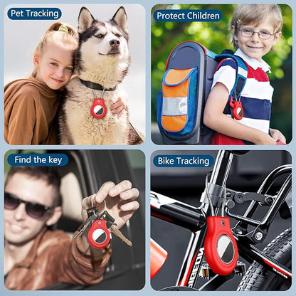Waterproof Airtag Holder,Airtag Case with Secure Lock,Airtags Keychain for Apple Airtag,Anti-Lost Protective Cover Air tag Accessories for GPS Item Finder Tracker Luggage,Bag,Key,Pet,Cat Dog,-Red