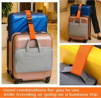Weewooday 8 Pcs Luggage Straps Suitcase Tags Set for TSA Approved, 4 Travel Adjustable Suitcase Belt, 4 Silicone Luggage Tags with Name ID Card Travel Accessories (Light Orange,A)