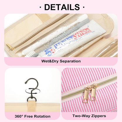 TOPEAST 2025 Graduation Gifts for Her - Hanging Toiletry Bag for Women, Travel Toiletry Bag Makeup Bag, Personalized Travel Essentials for Women - Letter G, Pink