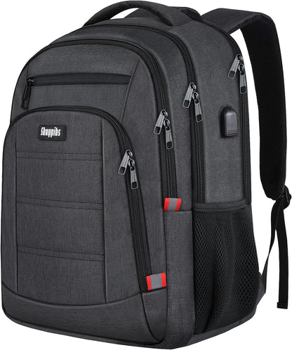 Backpack for Men,School Backpack for boys teens with USB Charging Port,Water Resistant Backpacks for School, Business Work College bookbag,book bag Fits 15.6 Inch,Black Back Pack