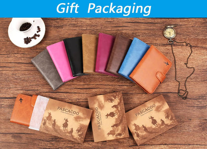 Passport Holder Cover Wallet RFID Blocking Leather Card Case Travel Accessories for Women Men (#Black)