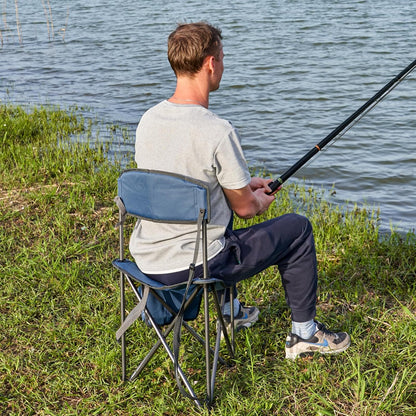 PORTAL Extra Large Quick Folding Tripod Stool with Backrest Fishing Camping Chair with Carry Strap