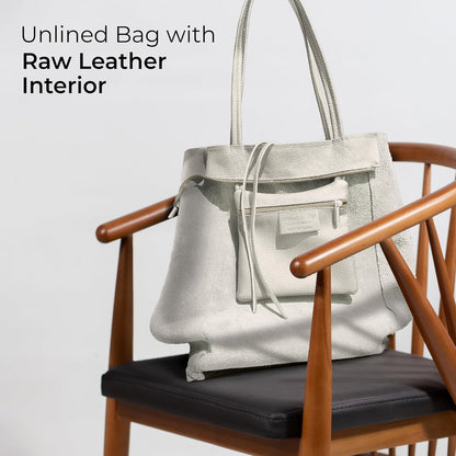 Italian Calf Leather Tote for Women with Zipper, Inner Pocket & Flat Base | Soft Unlined Shopper for Work & Travel