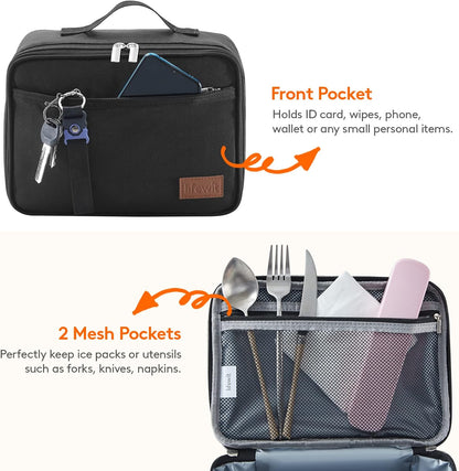 Lifewit Freezable Lunch Box, Insulated Reusable Lunch Bag with 2 Ice Packs, Mini Cooler Snack Bag for Bento Box for Salad, Sandwich, Snacks fo Men Women for Work, Black 5L
