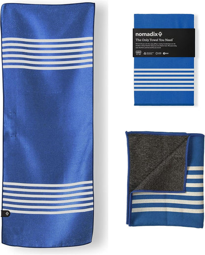 Nomadix Mini Towel - Perfect for Beach, Pool, Travel, Camping, Yoga - Made with Recycled Materials - Super Absorbent - Sand Resistant - Poolside Navy - 16x40