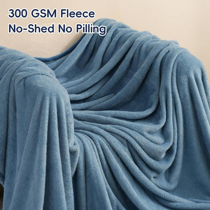 PHF Ultra Soft Fleece Blanket King Size, No Shed No Pilling Luxury Plush Cozy 300GSM Lightweight Blanket for Bed, Couch, Chair, Sofa Suitable for All Season, 108" x 90", Captain's Blue