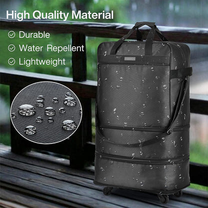 Hanke Suitcases with Wheels Expandable Foldable Luggage Bag Suitcase Collapsible Rolling Travel Bag Duffel Bag for Men Women Lightweight Suitcases without Telescoping Handle, Black