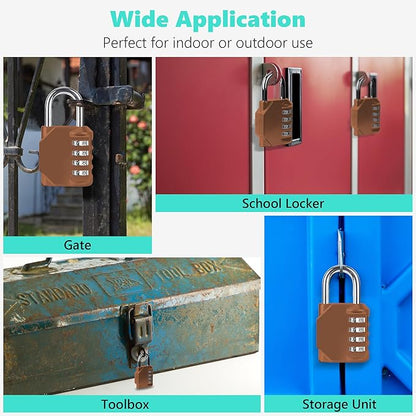 CL11MC Combination Lock, 4 Digit Outdoor Combination Padlock Set Your own Combination for Gym Locker Lock, School, Gates, Doors, Toolbox, Hasps and Storage (Mocha Mousse *1)