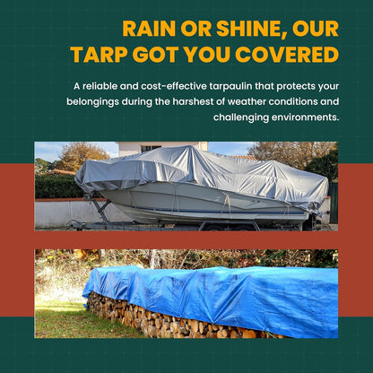 Large Waterproof Tarp - Heavy Duty 20 Mil Thick Poly Tarpaulin Ideal for Canopy Tents, Boats, RV or Pool Covers - Multipurpose Protective Tarps with Grommets for Indoor and Outdoor Use | 20' x 30'