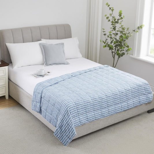 L'AGRATY Weighted Blanket - 60"x80" 20lbs Cooling Breathable Heavy Blanket Microfiber Material with Glass Beads Big Blanket for Adult All-season Summer Fall Winter Soft Thick Comfort Blanket