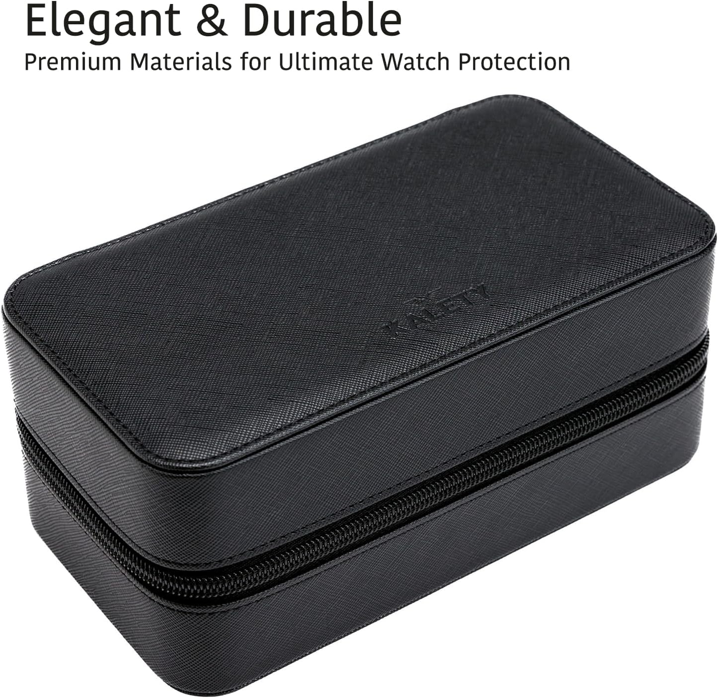 Watch Travel Case for Men | Leather Watch Case with 3 Slots | Perfect Travel Watch Organizer | Portable Watch Carrying Case for Men (Black/Grey)
