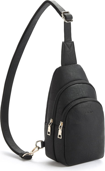 Telena Small Sling Bag for Women Leather Crossbody Fanny Packs Chest Bag for Women