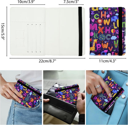 Passport Holder for Women and Men PU Leather Passport Cover for Travel (Alphabet)