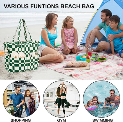 Waterproof Beach Tote Pool Bags for Women Ladies Extra Large Gym Tote Carry On Bag With Wet Compartment for Weekender Travel