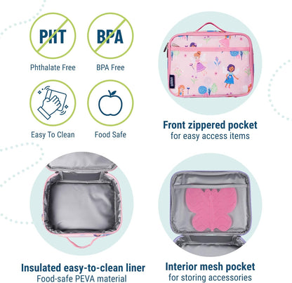Wildkin Kids Insulated Lunch Box – Durable and Reusable for School & Travel - Fairy Garden