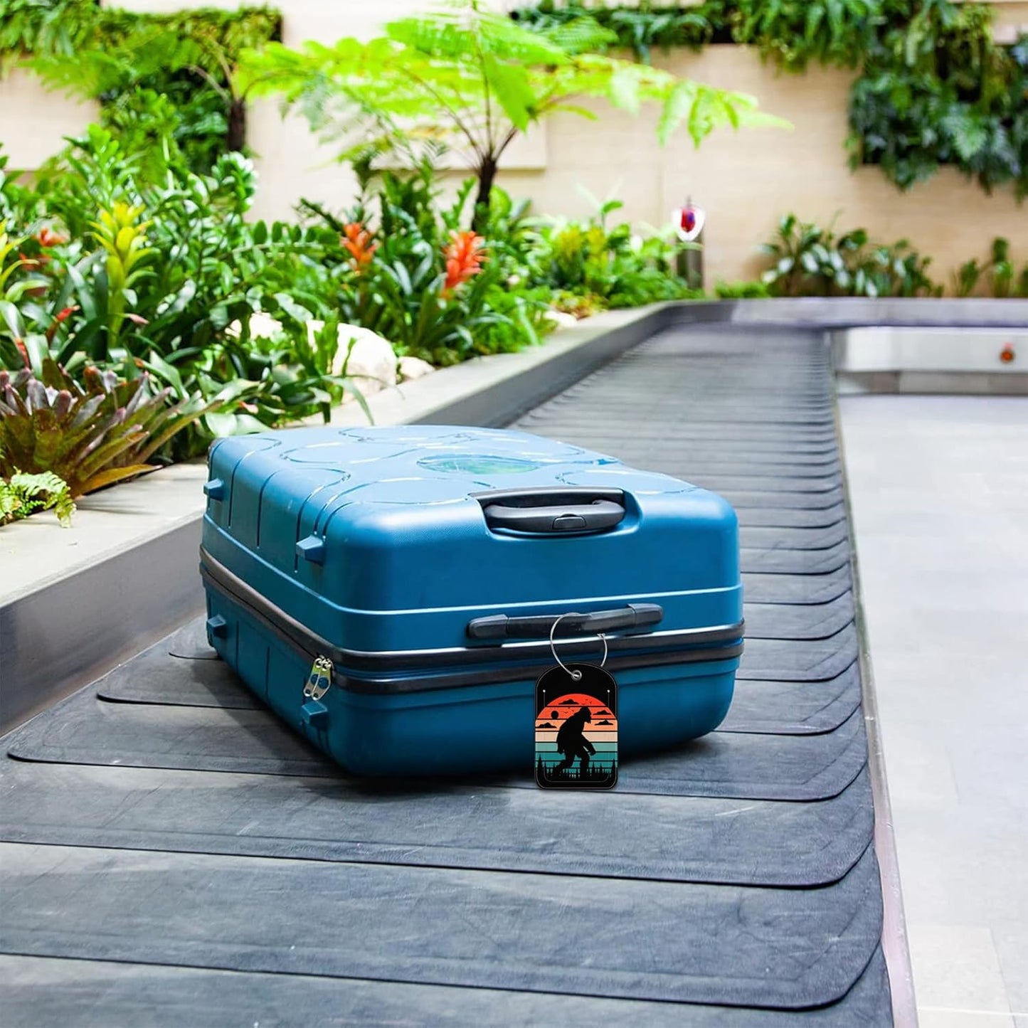 2 Pack PU Luggage Tags for Suitcase, Sasquatch Sunset Suitcase Tag Leather ID Label Bag Tags with Privacy Cover and Metal Loop for Men Women Travel Bag