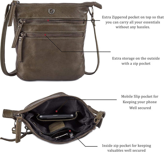 Crossbody Sling Bag for Women Small Real Leather Purse Vintage Travel Crossover Shoulder Bag Handmade